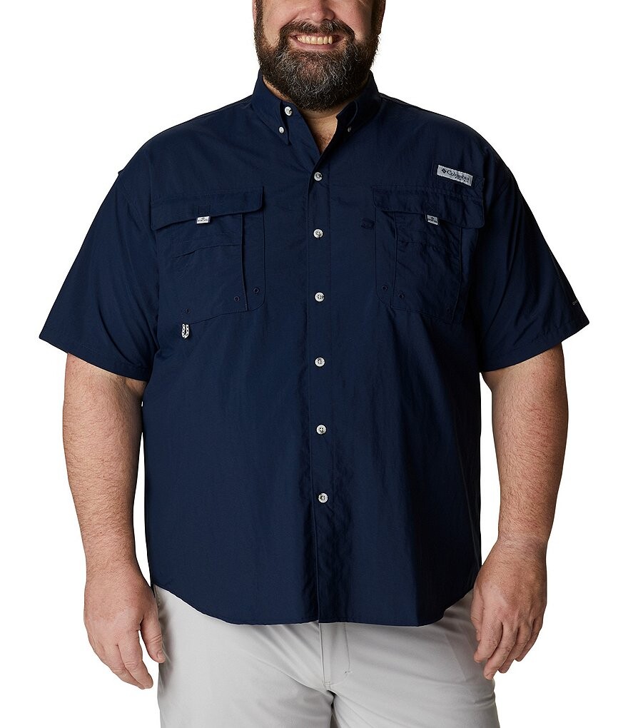 

Однотонная тканая рубашка Columbia PFG Big & Tall Bahama II с короткими рукавами, синий