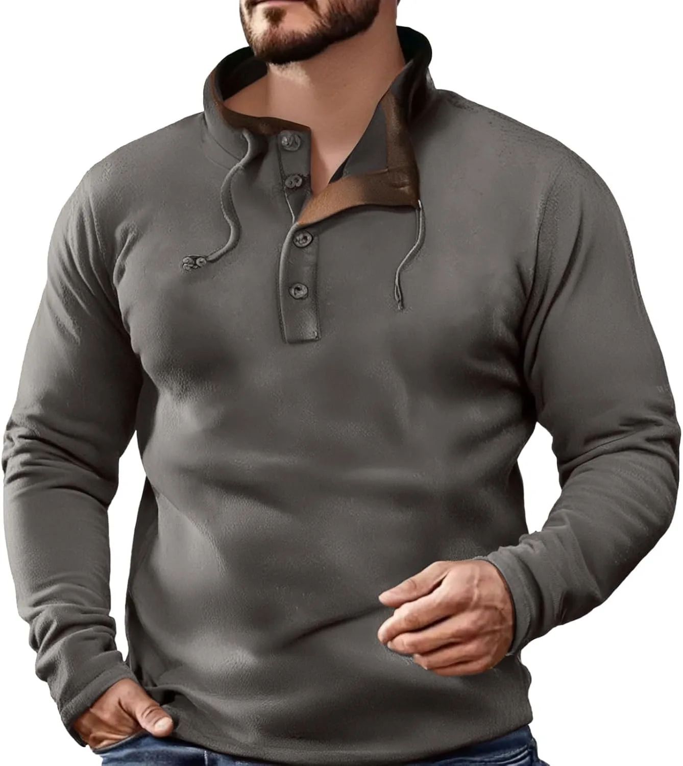 

Мужской свитер с воротником стойкой и молнией на четверть, в стиле вестерн, с жаккардовым принтом и налокотниками