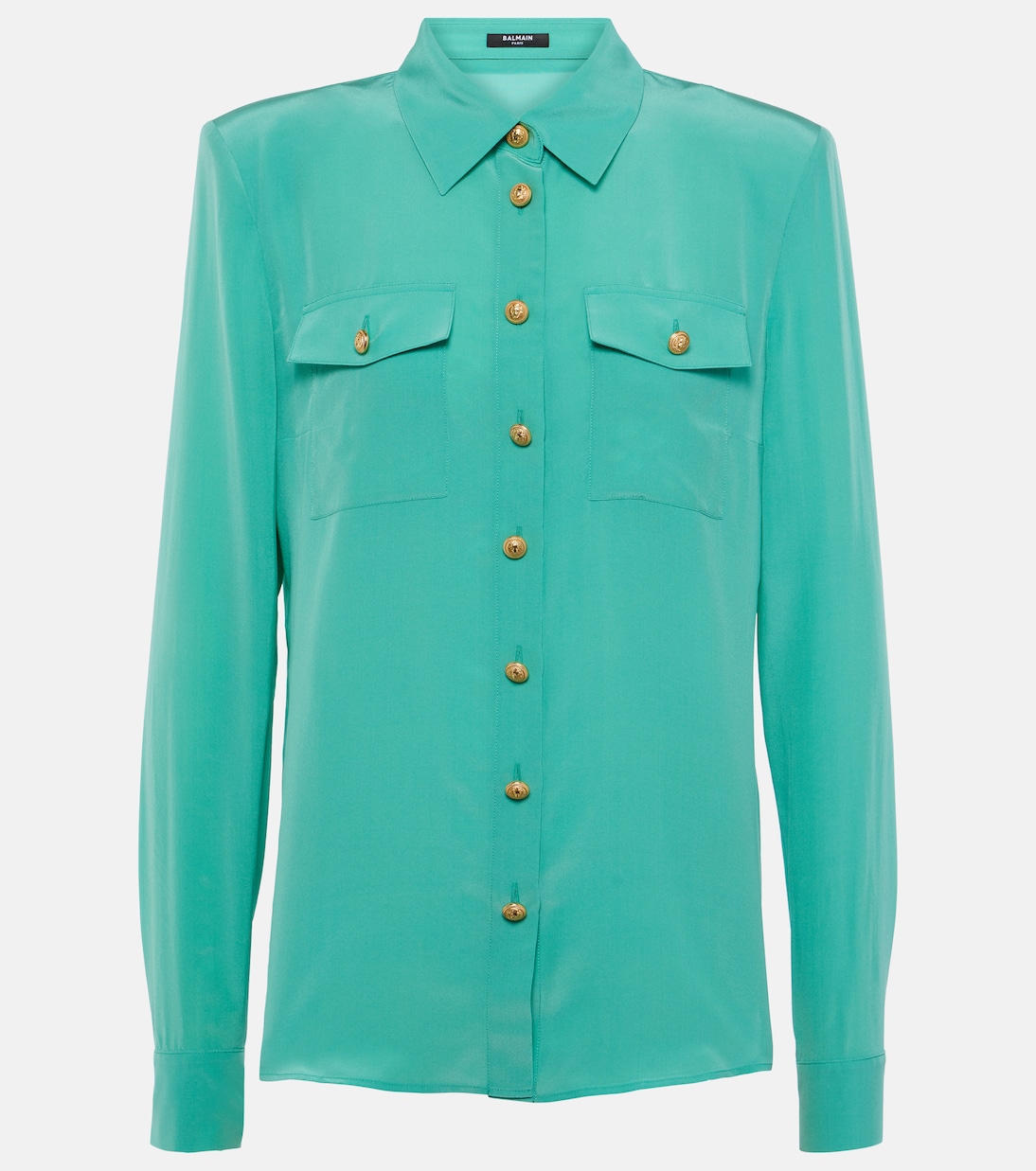 

Рубашка из шелкового крепдешина Balmain, Menthe