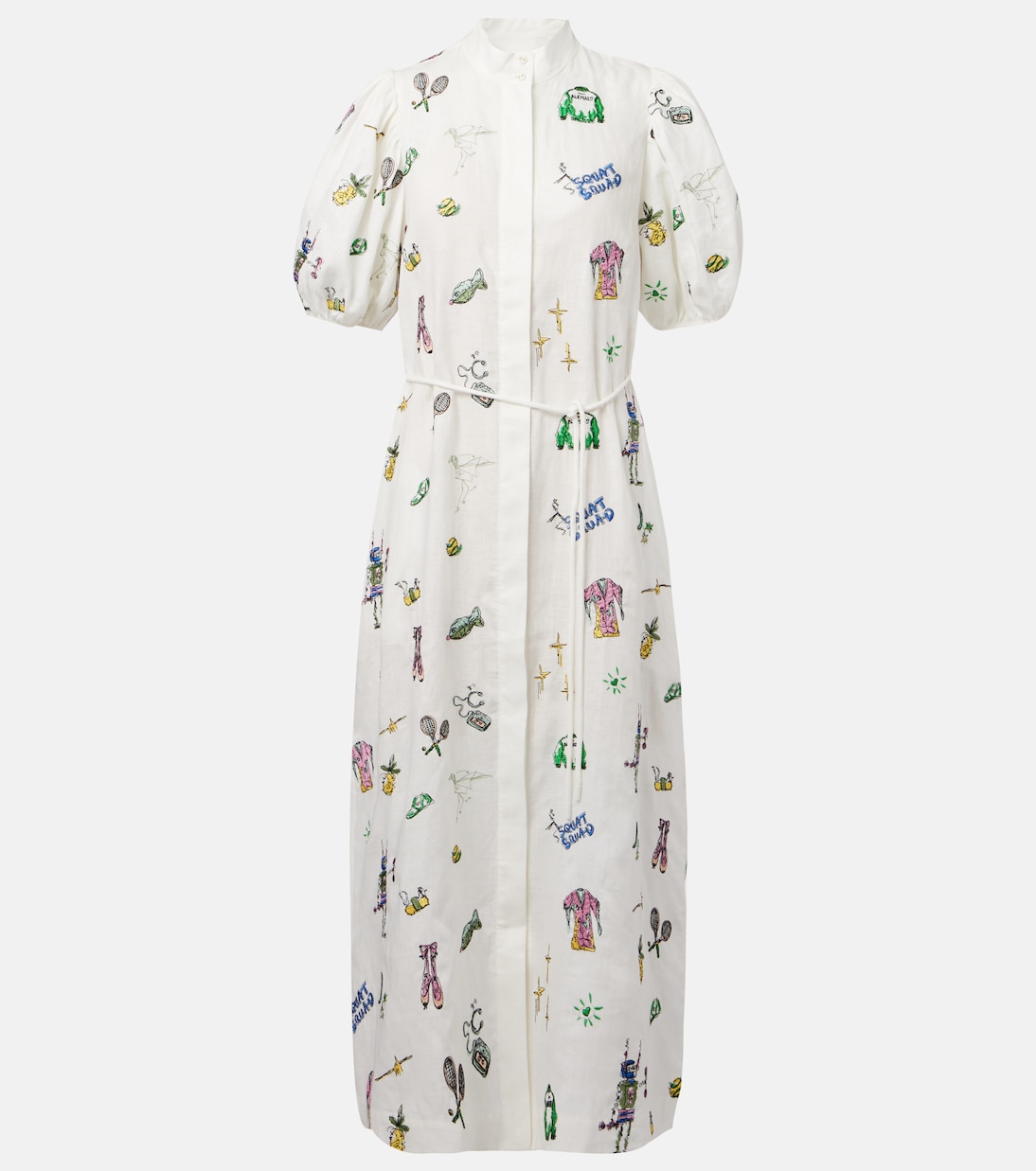 

Вышитая льняная рубашка-платье Alémais, кремовый