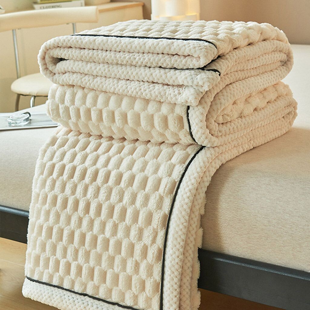 

MAJA DESIGN Двустороннее фланелевое одеяло, маленькое в клетку, мягкое и теплое, 150х200 см, бежевого цвета, бежевый