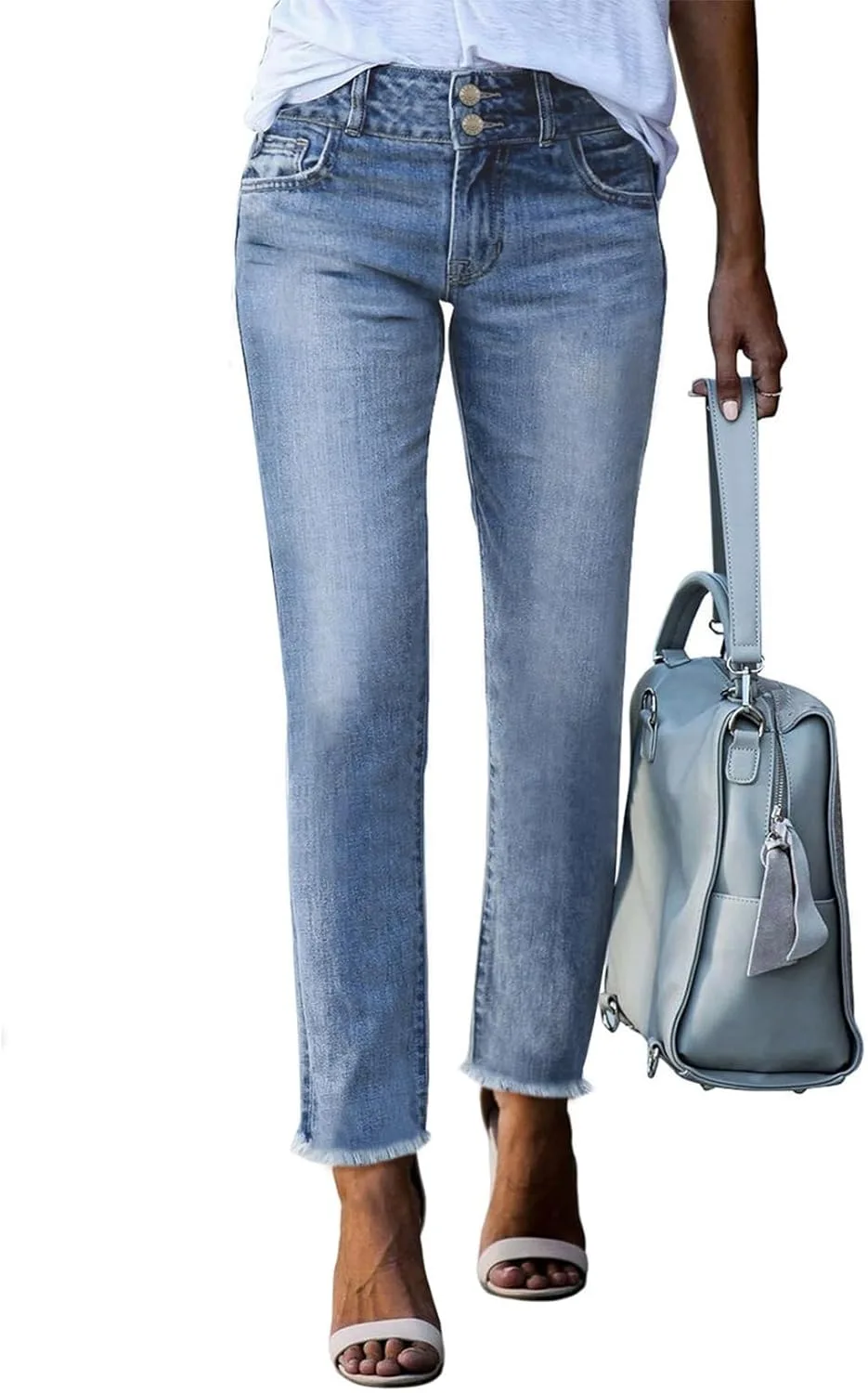 

Sidefeel женские джинсы с высокой талией, стрейч, прямой крой, укороченные