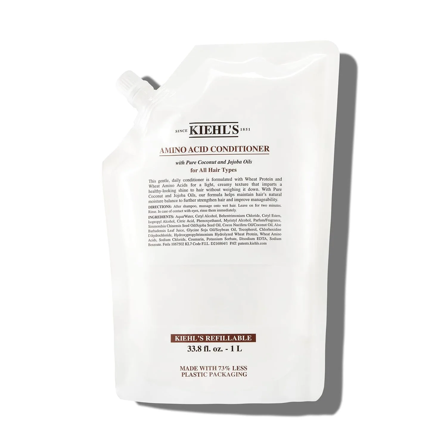 Кондиционер Kiehl's Amino Acid для укрепления и увлажнения волос с аминокислотами, маслом жожоба и кокоса 1000 мл / 1 литр (сменный блок)