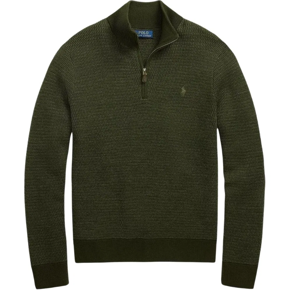 Свитер с молнией текстурный Polo Ralph Lauren оливковый