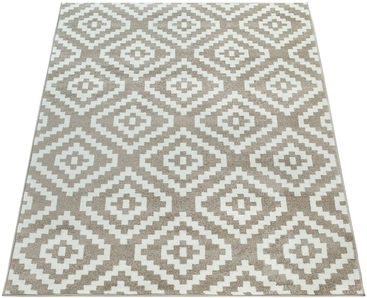 

Ковер Paco Home "Stella 400", прямоугольный, короткий ворс, пастельные тона, ромбовидный узор, гостиная 240х320 см, бежевый