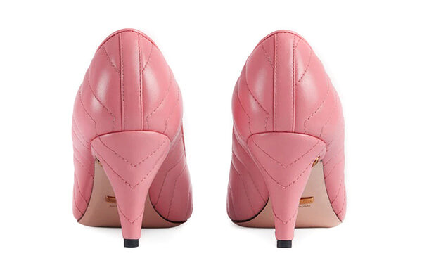 Кроссовки nappa matelasse marmont mid heel pumps 'wild rose' Gucci, розовый — фото 4