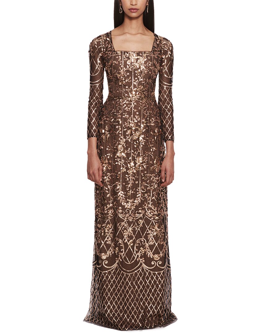 

Платье Marchesa Notte с пайетками и рельефным узором, черный