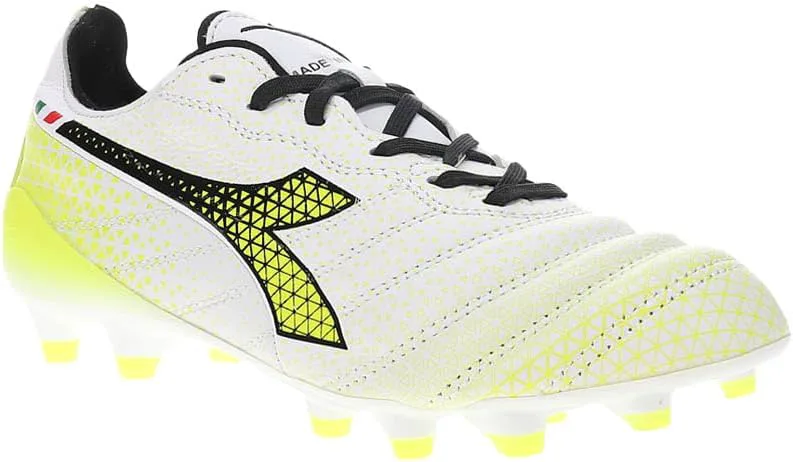 Футбольные бутсы Diadora Brasil Elite Tech GR ITA LPX для мужчин, жесткое покрытие - Сделано в Италии, ультра-мягкая премиальная кожа, современный дизайн Calcio, съемная стелька, белый — фото 2