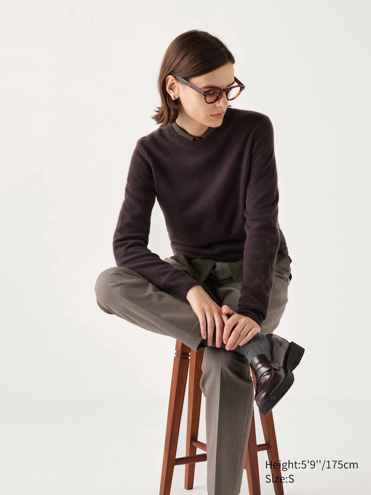 

Джемпер с круглым вырезом из 100% кашемира Uniqlo, цвет 39 коричневый
