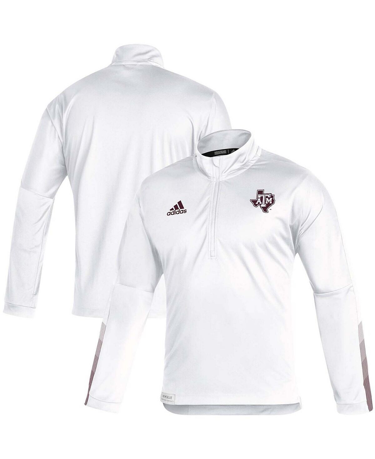 

Мужская белая куртка Texas A M Aggies 2021 Sideline Primeblue с молнией на четверть adidas, Белый, Мужская белая куртка Texas A M Aggies 2021 Sideline Primeblue с молнией на четверть adidas