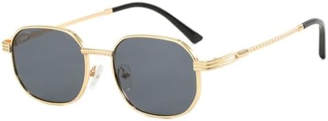 

Ретро-солнцезащитные очки в маленькой металлической оправе для женщин, модные градиентные линзы UV400, солнцезащитные очки в стиле панк темно-зеленого цвета для мужчин MTZJH, Golden Gray