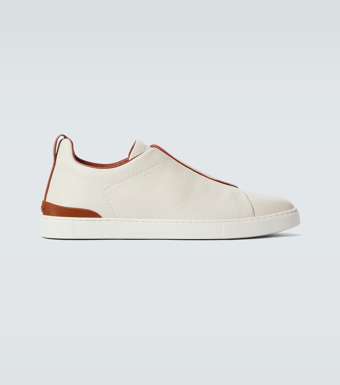 

Кроссовки из кожи с тройной строчкой Zegna, Nat Sld