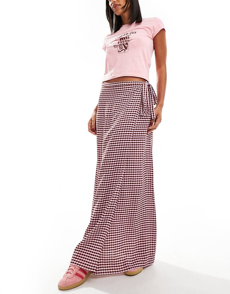 

Юбка макси с запахом ASOS DESIGN в двухцветную клетку в мелкую клетку