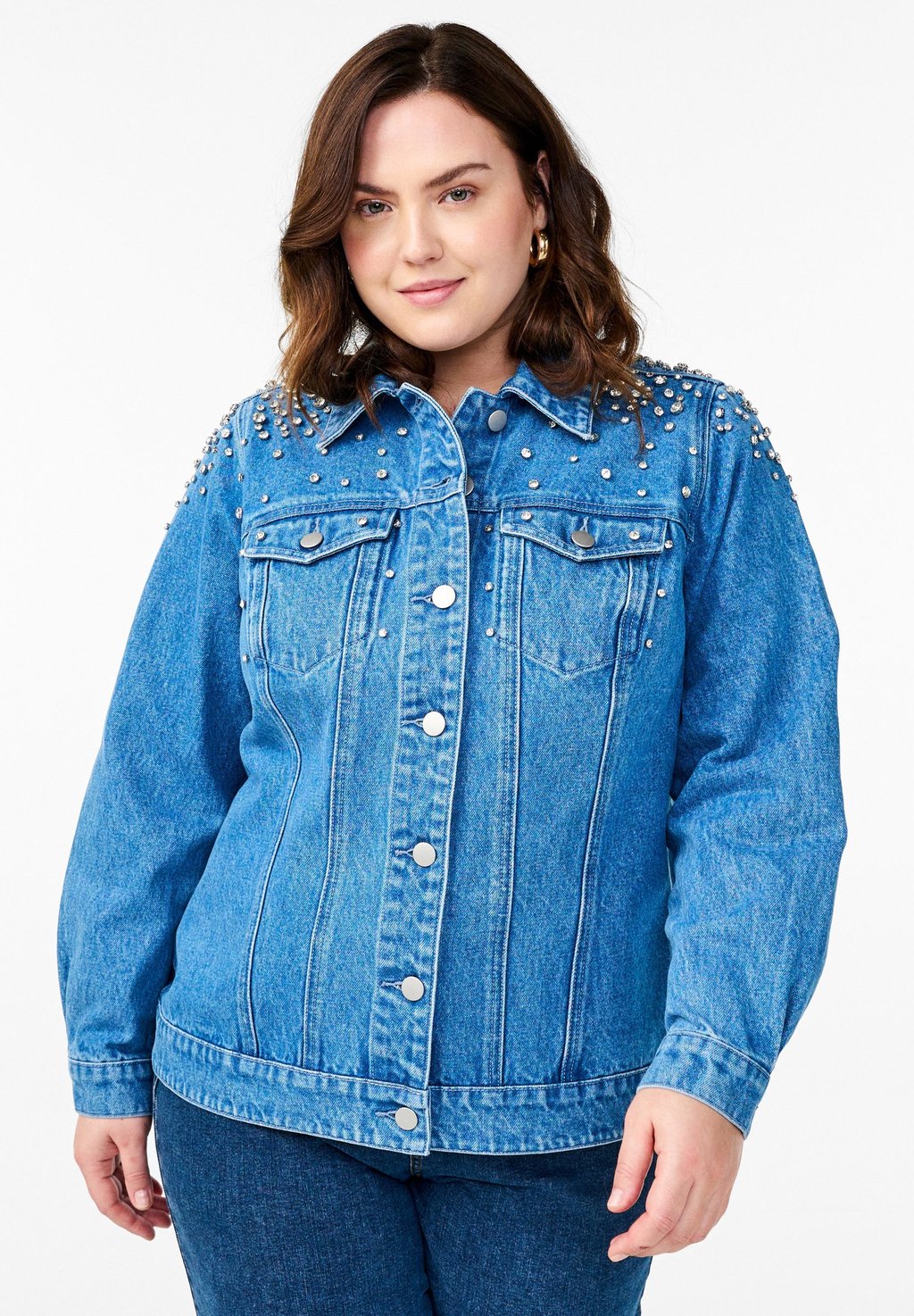 

Джинсовая куртка MIT STRASSSTEINEN Zizzi, деним