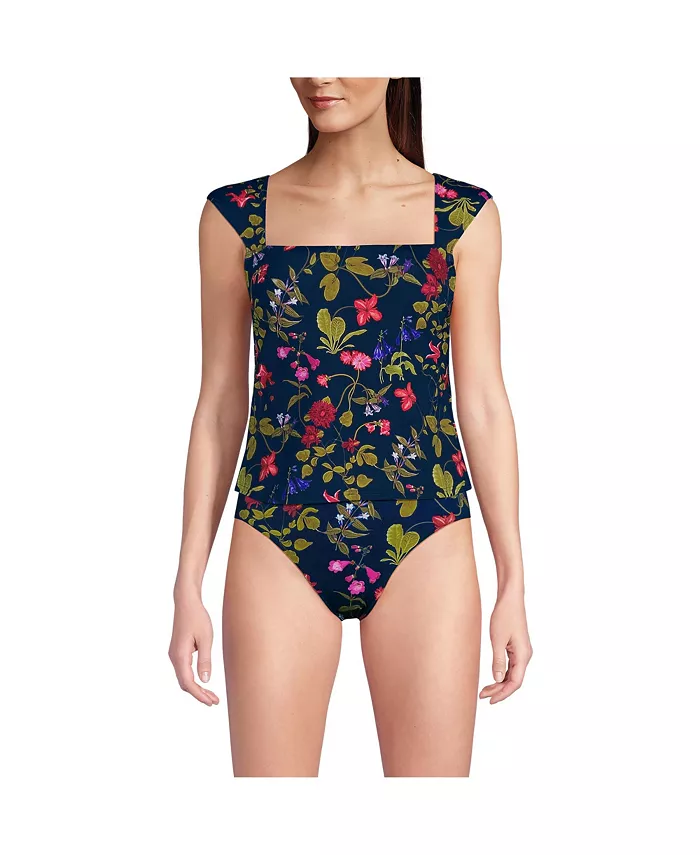 

Женский топ-танкини с квадратным вырезом и косточками Lands' End, синий