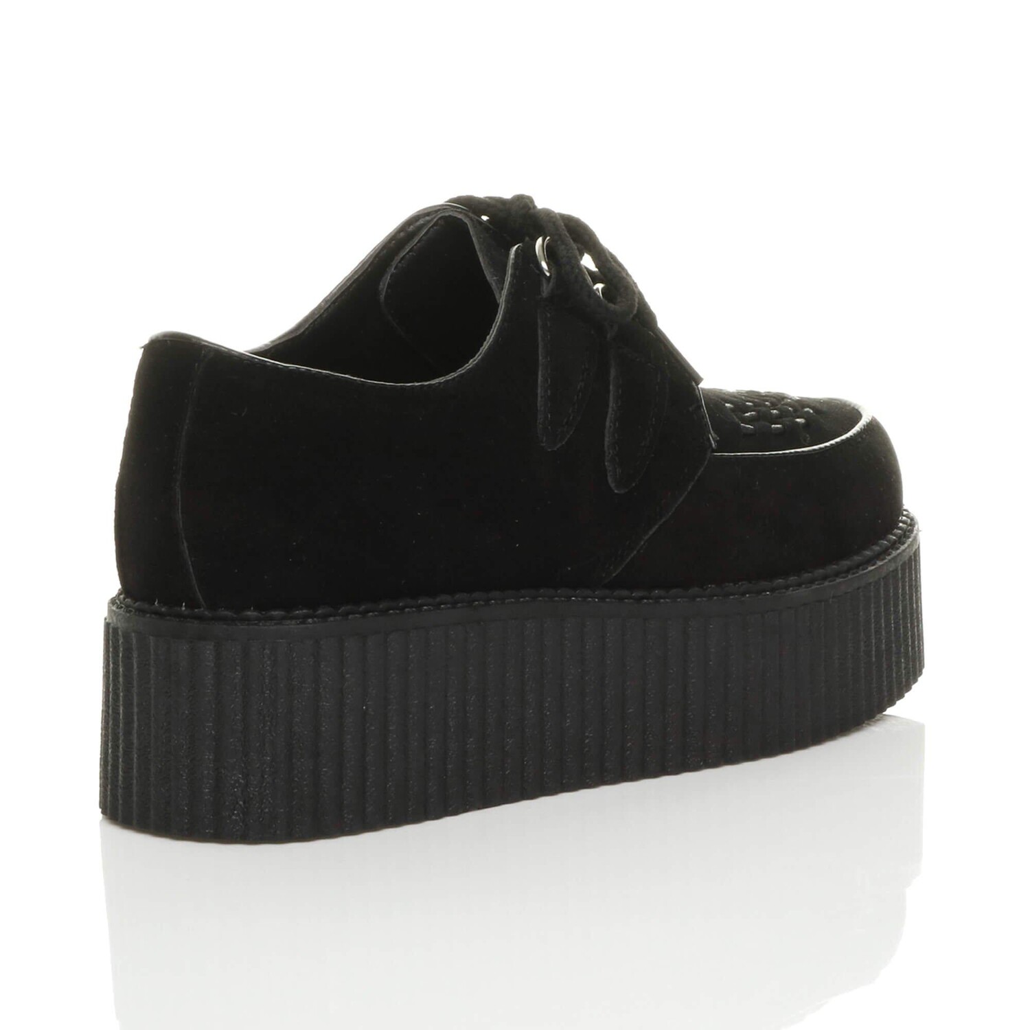 Туфли на средней танкетке на платформе Creepers из искусственной замши на шнуровке AJVANI, черный — фото 4