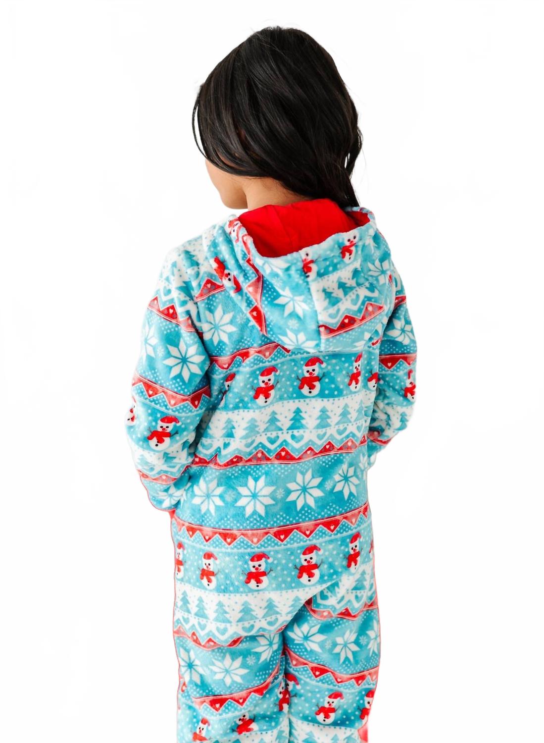 Детский комбинезон с капюшоном из микрофлиса в морозном стиле Fair Isle Birdie Bean, frosty fair isle — фото 2