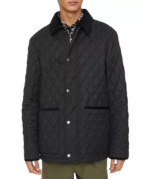 

Куртка-Бомбер из нейлоновой смеси с микроклетчатой строчкой Burberry, серый