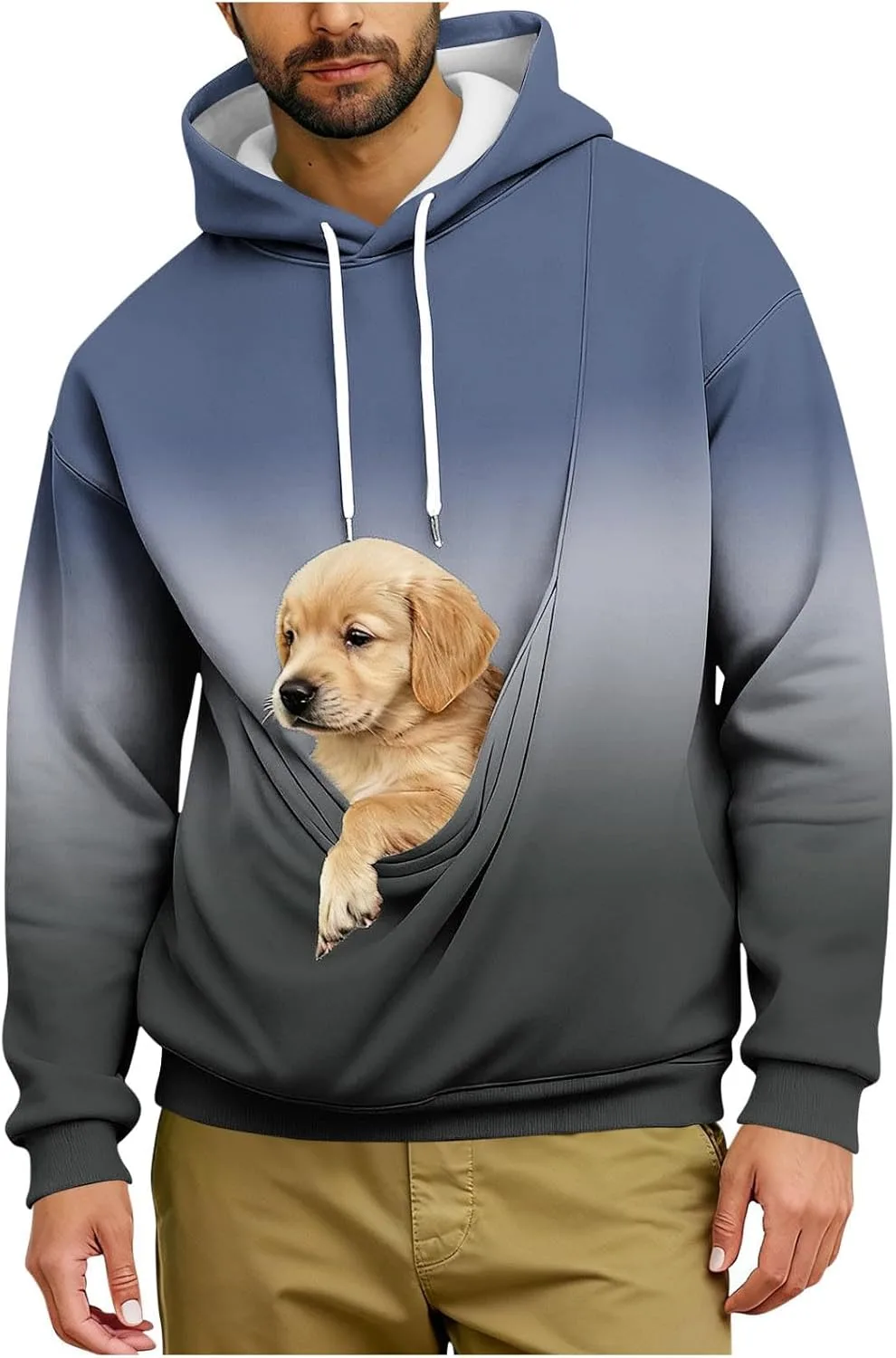 

Толстовка с капюшоном-переноской для питомца, Long Sleeve Fleece, Gradient Print, Unisex