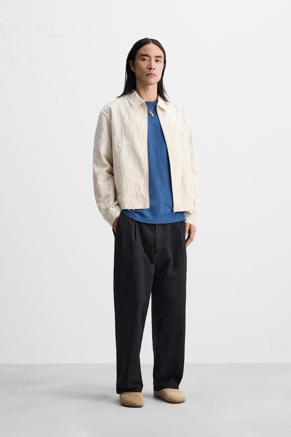 

Жаккардовая рельефная куртка ZARA, песочный
