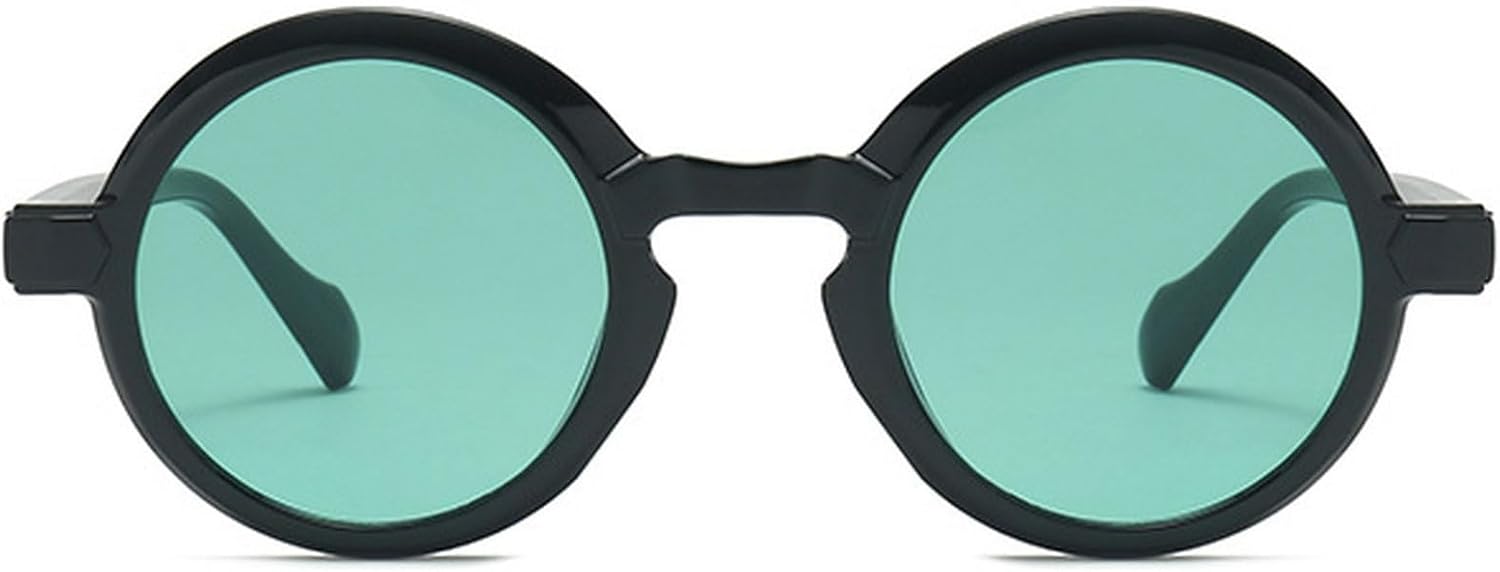 

Ретро маленькие круглые солнцезащитные очки для женщин, модные сине-зеленые линзы, защита от УФ-излучения UV400, модные панк-солнцезащитные очки для мужчин mincl, Black Green