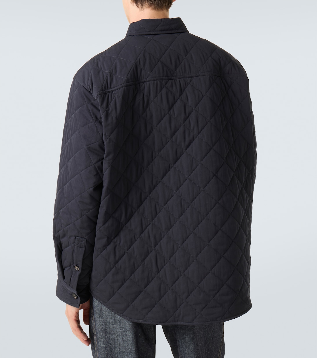Стеганая рубашка из хлопковой смеси Bottega Veneta, Midnight Blue — фото 4