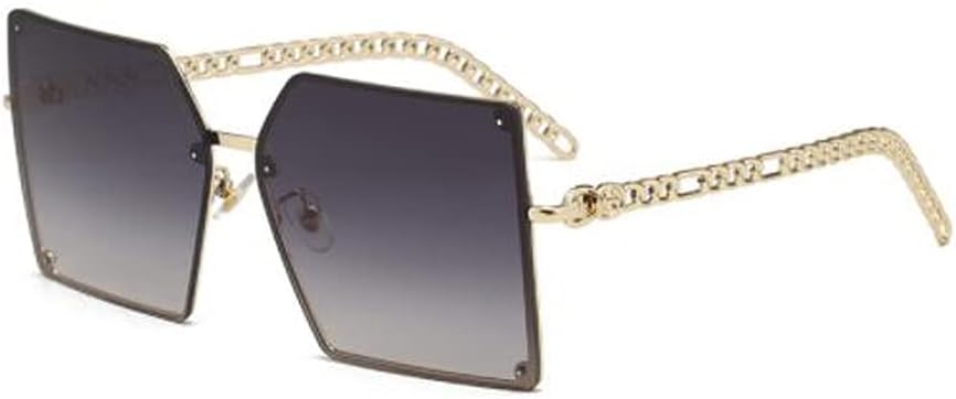 

Солнцезащитные очки без оправы с металлическими цепочками на дужках, крупная квадратная оправа, солнцезащитные очки для женщин и мужчин Weloveushop, Double Gray Flakes