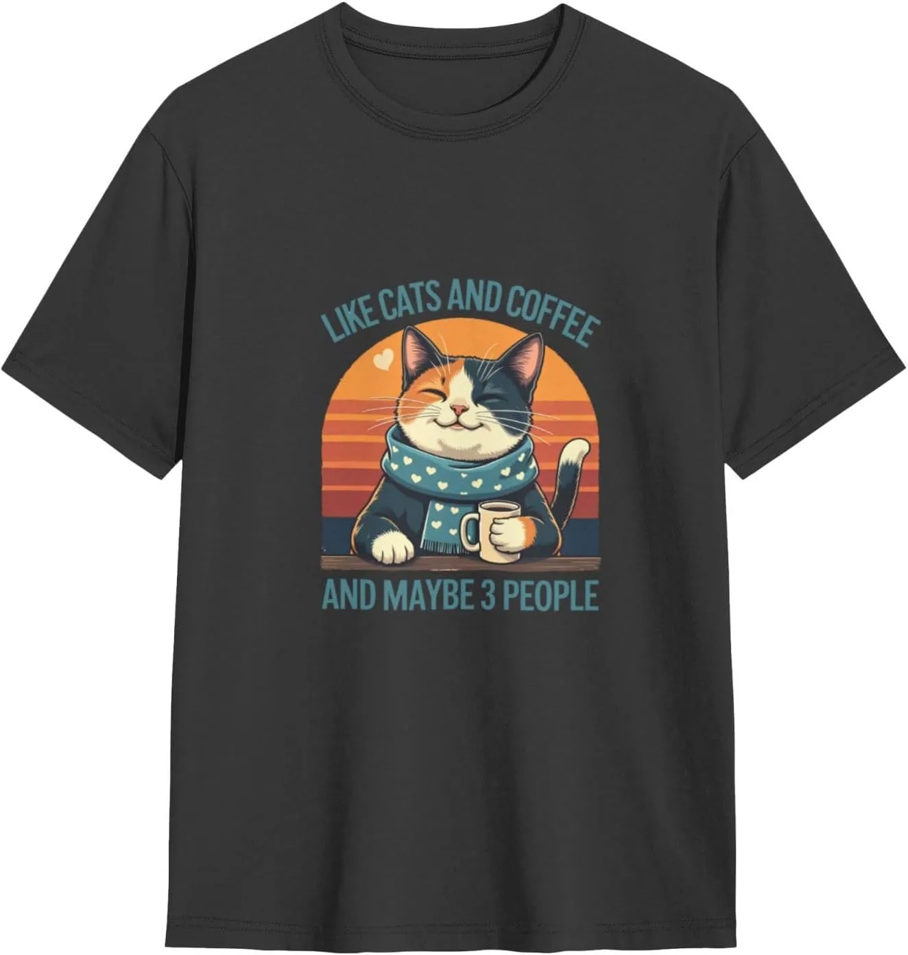 

Футболка Unisex Classic Cotton Crew Neck с принтом I Like Cats and Coffee and Maybe 3 People ShuDianhkqwe