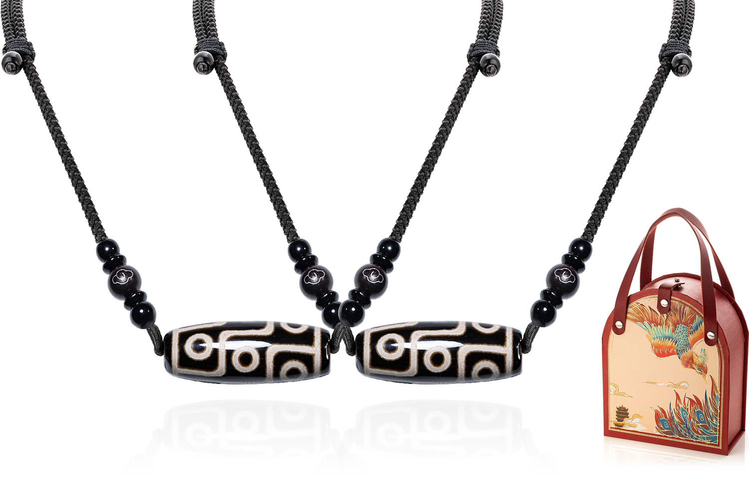 

Обработанный агатовый кулон Jodie&Kevin унисекс Jodie＆Kevin, A Pair Of Horizontal Plates + Phoenix In The Flying Gift Box