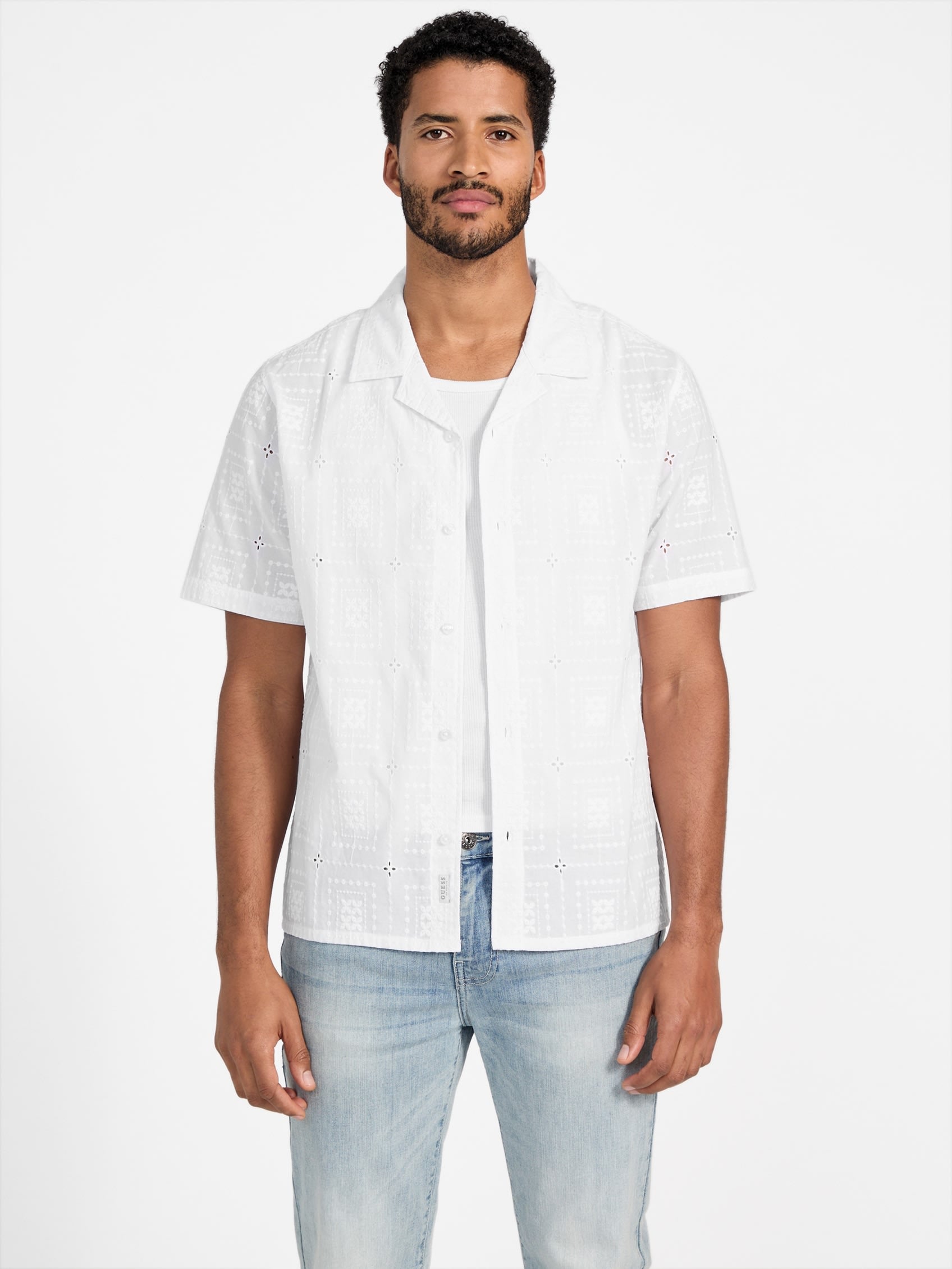 

Рубашка Arco Geometric Guess Factory, цвет pure white