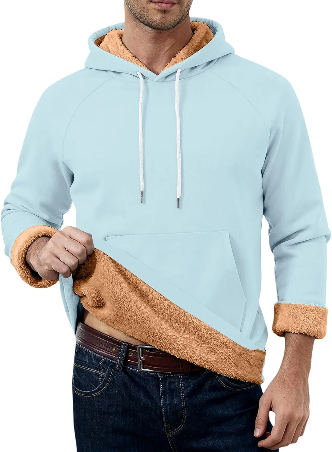Толстовка на молнии с флисом и подкладкой шерпа, Light Blue