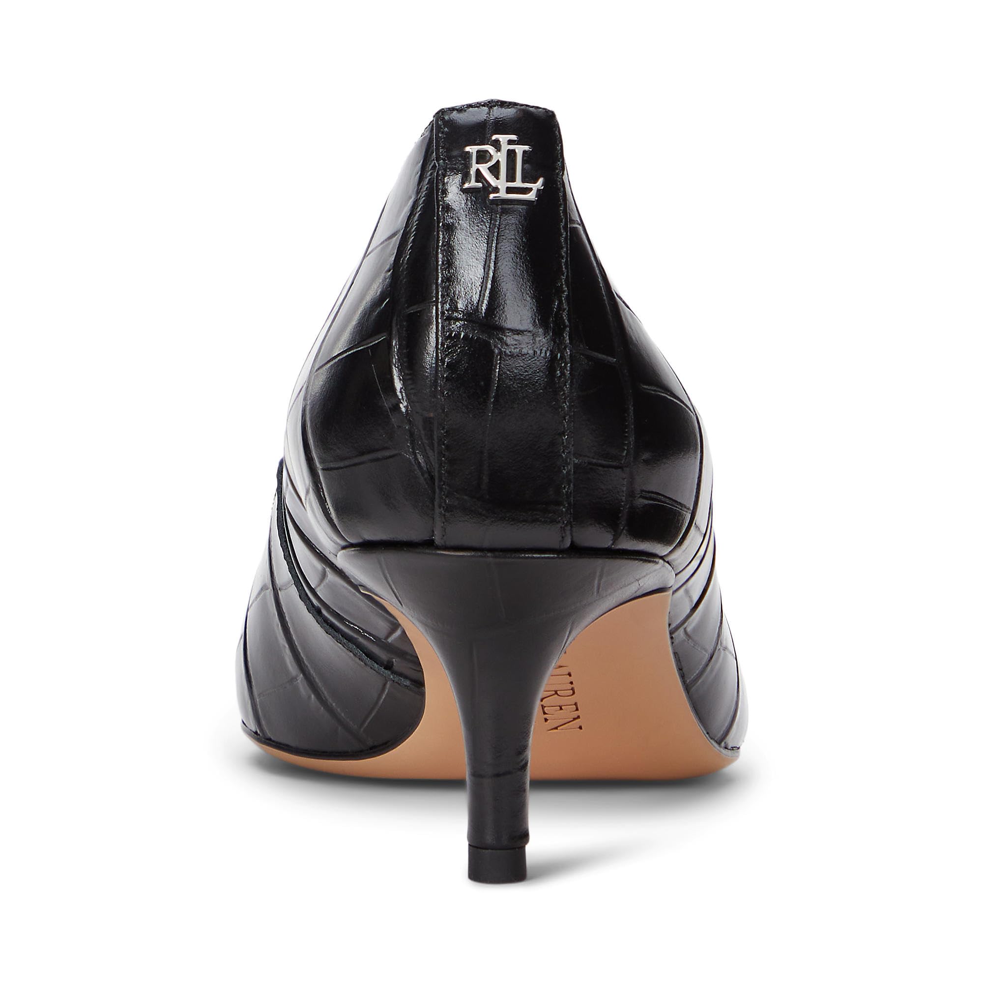Туфли Lauren Ralph Lauren Adrienne Crocodile-Embossed Leather Pumps, черный — фото 3