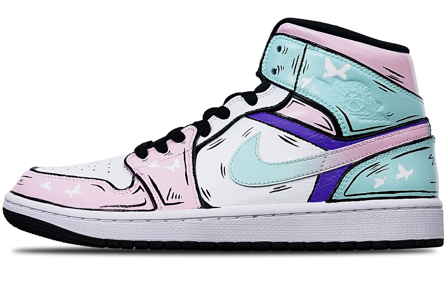 

Кроссовки Air Jordan 1 Vintage Basketball Shoes Men High-Top Green/Pink/Red