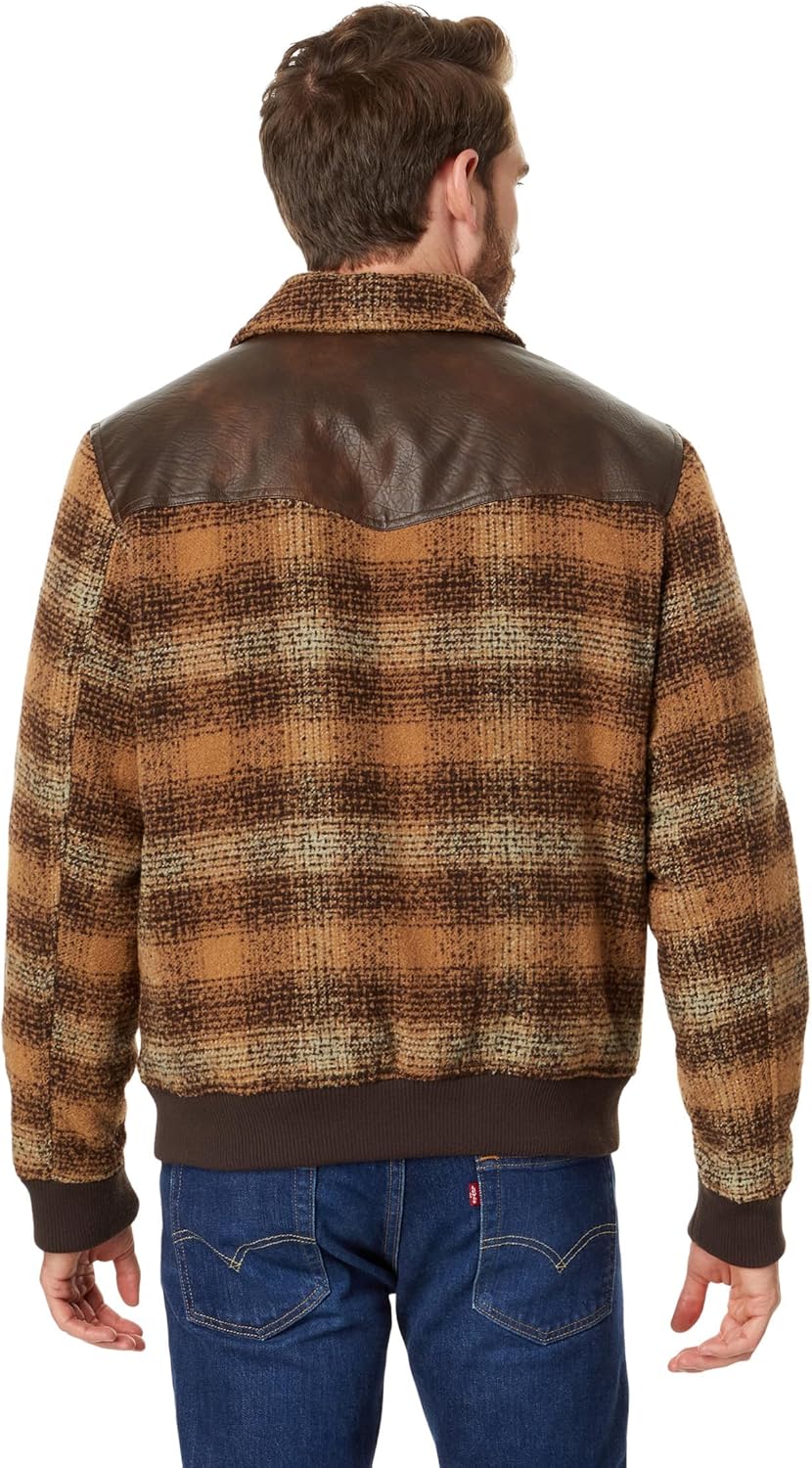 Мужская куртка-бомбер Levi's Men's Mixed Media Western Plaid, Brown Ombre — фото 3