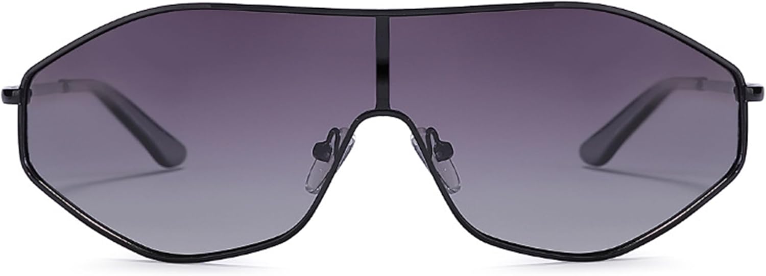 

bullabulling Ретро большие поляризованные солнцезащитные очки для женщин, винтажные большие металлические солнцезащитные очки-щитки, цельные солнцезащитные очки UV400, C5