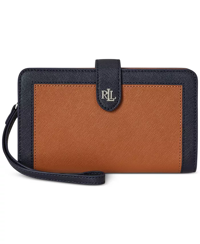 

Сумка Crosshatch Leather Tech Wristlet Lauren Ralph Lauren, коричневый