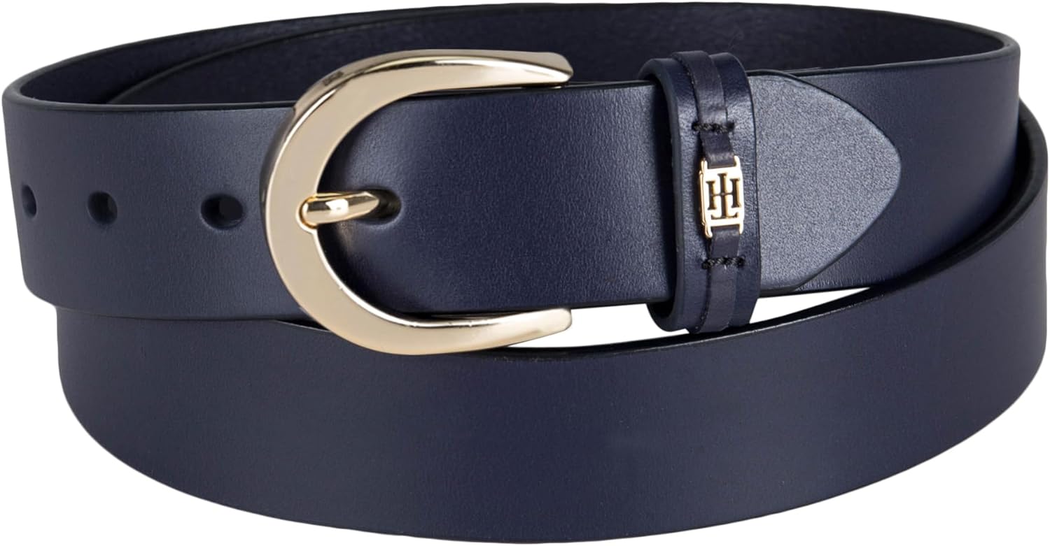 

Женский кожаный ремень Tommy Hilfiger с логотипом TH Ornament для джинсов, брюк и платьев, Navy Casual