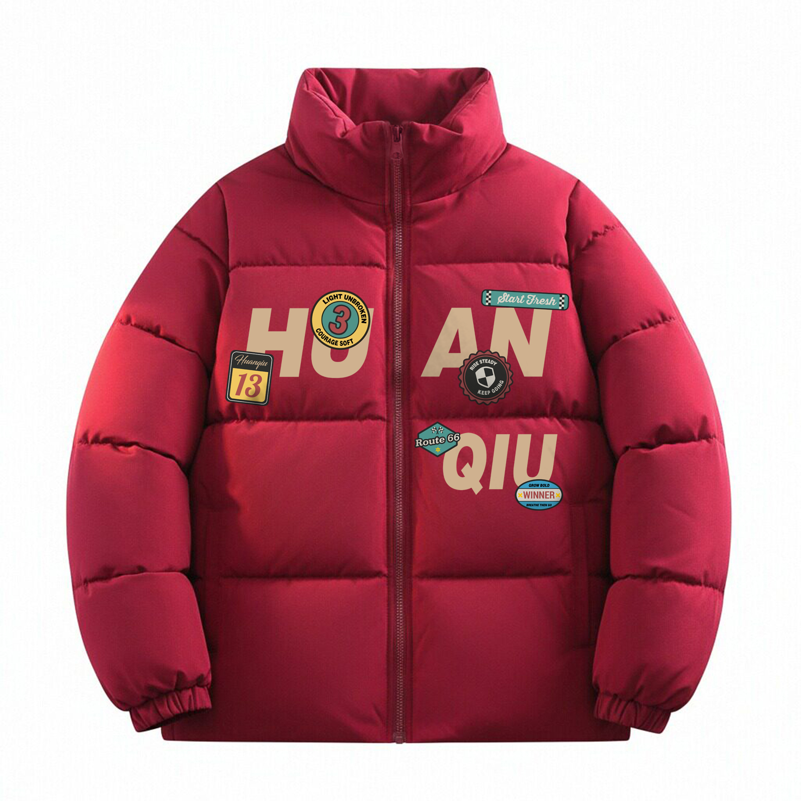 

Пуховик Unisex Stand Collar Thickened Padded Puffer Jacket HUANQIU, maroon