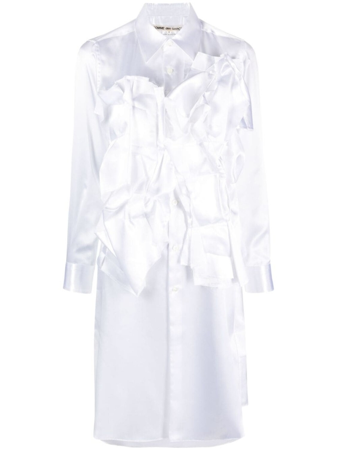 

Comme Des Garçons атласное платье-рубашка с оборками, белый