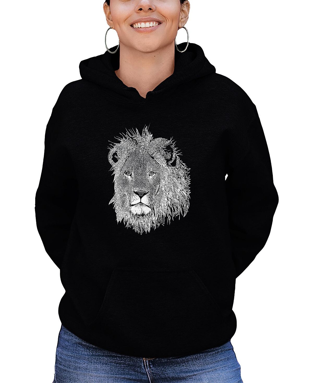 

Женский топ с капюшоном Word Art Lion LA Pop Art, черный