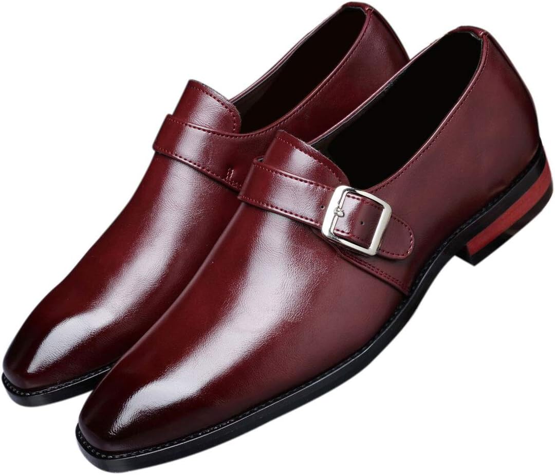 

Мужские туфли Santimon Moccasins, слипоны с кожаными ремешками-монахами, классические винтажные лоферы, бордовый