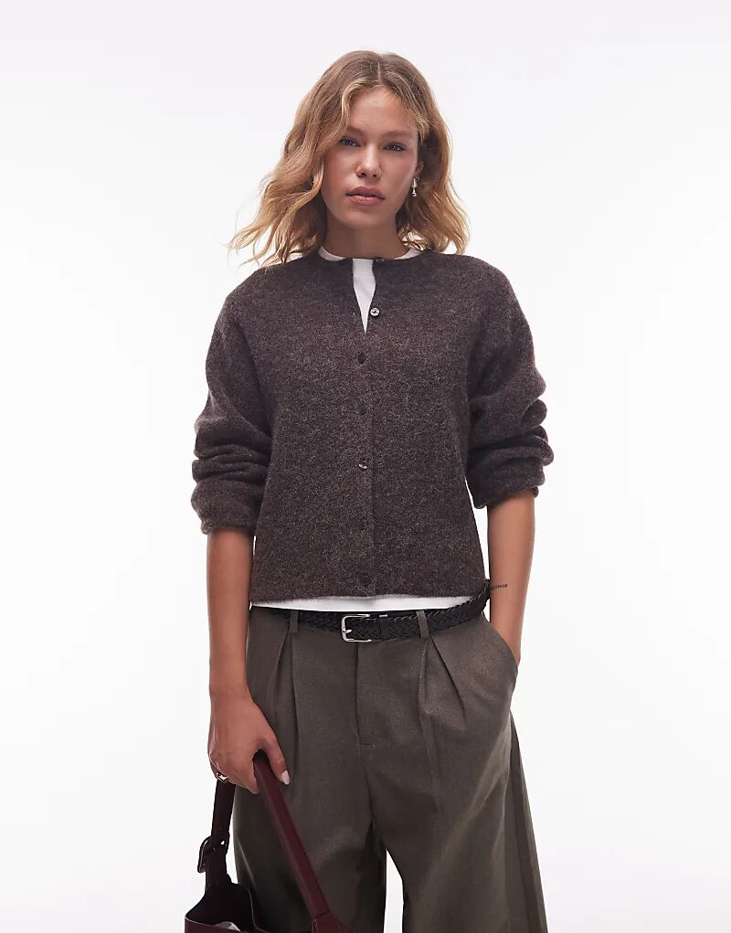 

Кардиган из альпаки и шерсти с пуговицами спереди & Other Stories, коричневого цвета