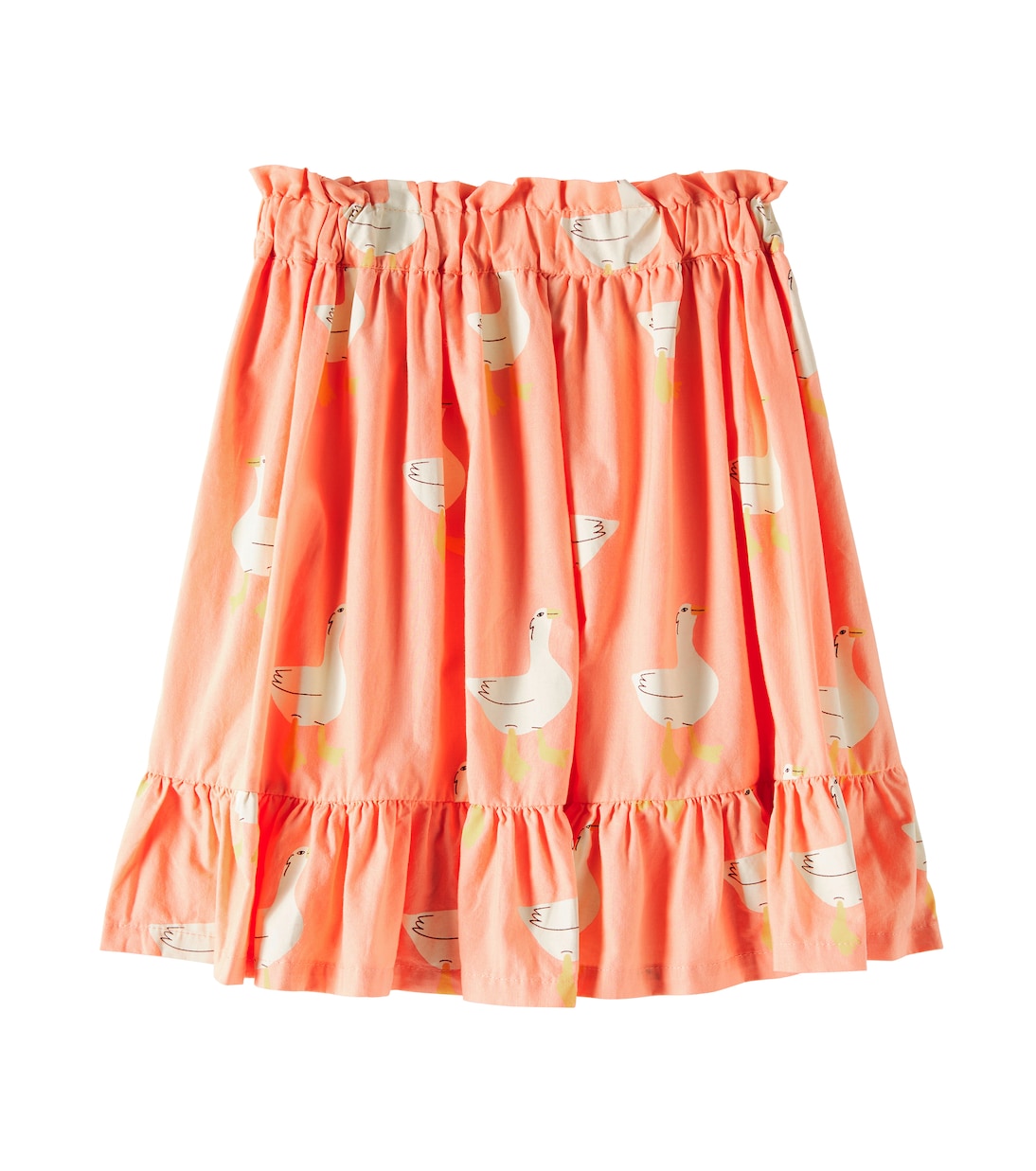 

Юбка из хлопкового джерси с оборками и принтом уток Jellymallow, Coral