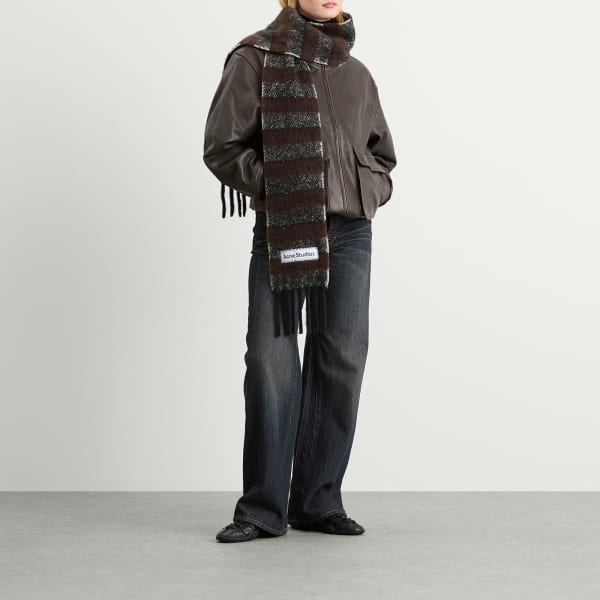 Узкий шарф Вонки Acne Studios, серый & темно-коричневый — фото 3