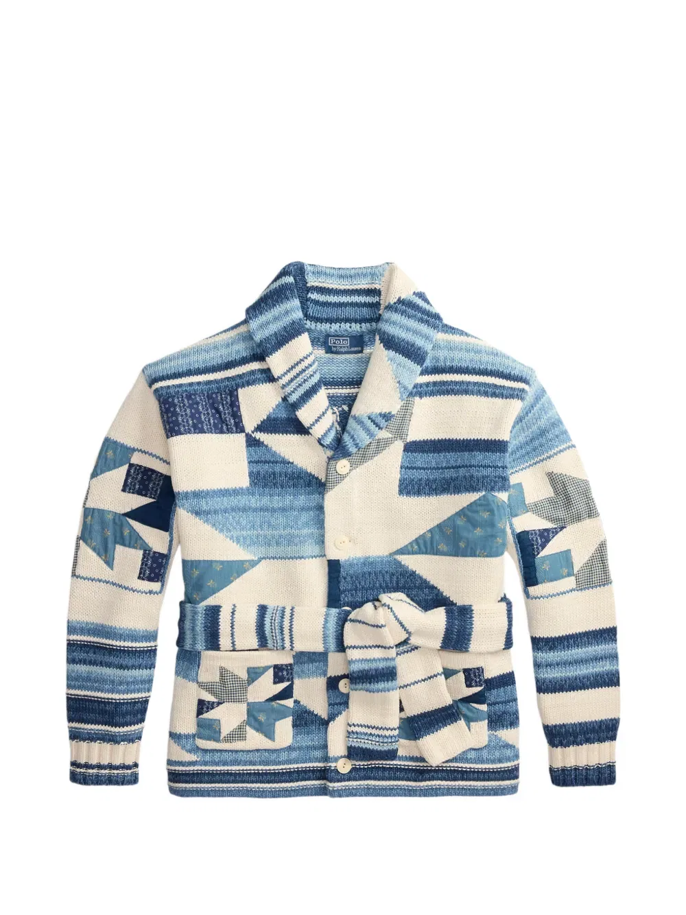 Кардиган-шаль в стиле пэчворк Polo Ralph Lauren, синий