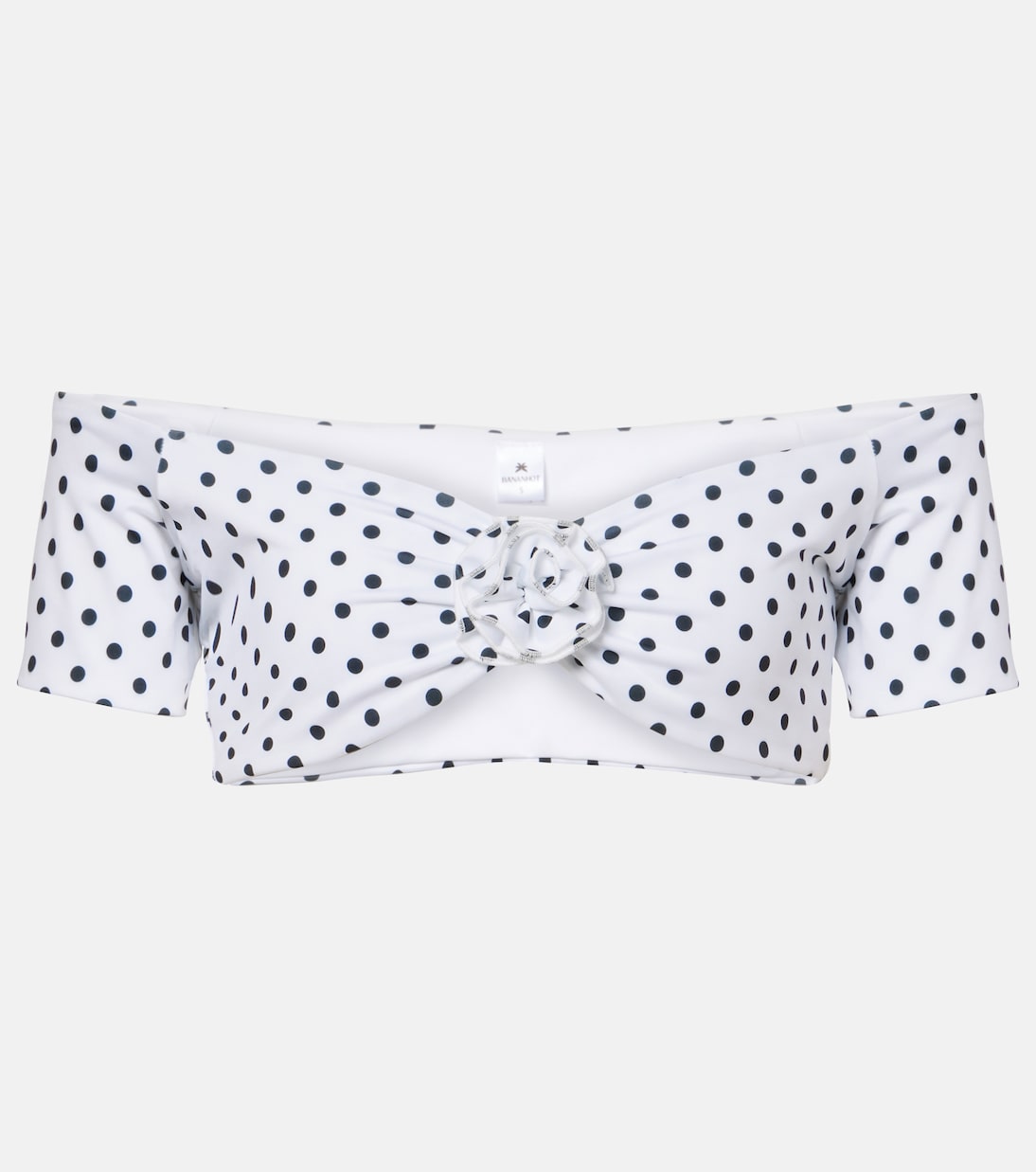 

Стефани топ с открытыми плечами и кроп-крой в горошек Bananhot, White Polka