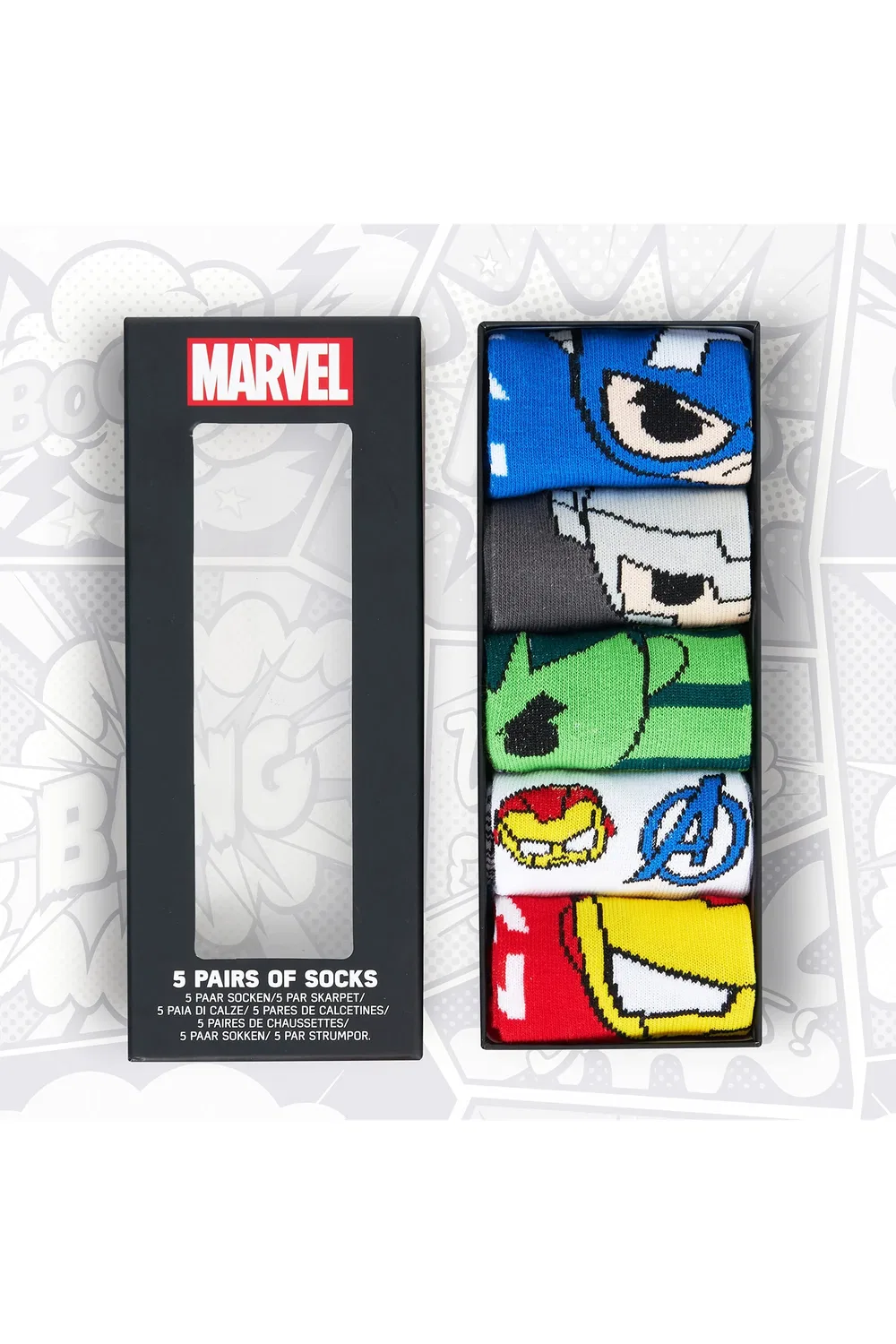 Детские носки Marvel 5 пар, супергеройские дизайны, мультиколор — фото 2