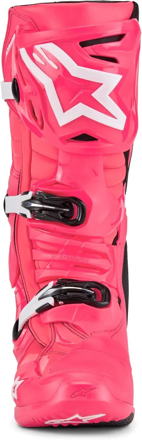 Мотоциклетные ботинки Alpinestars Tech 10, высокоэффективные ботинки для мотокросса, сертифицированы CE, размер 7, цвет: ультрафиолетовый/черный, розовый/белый — фото 2