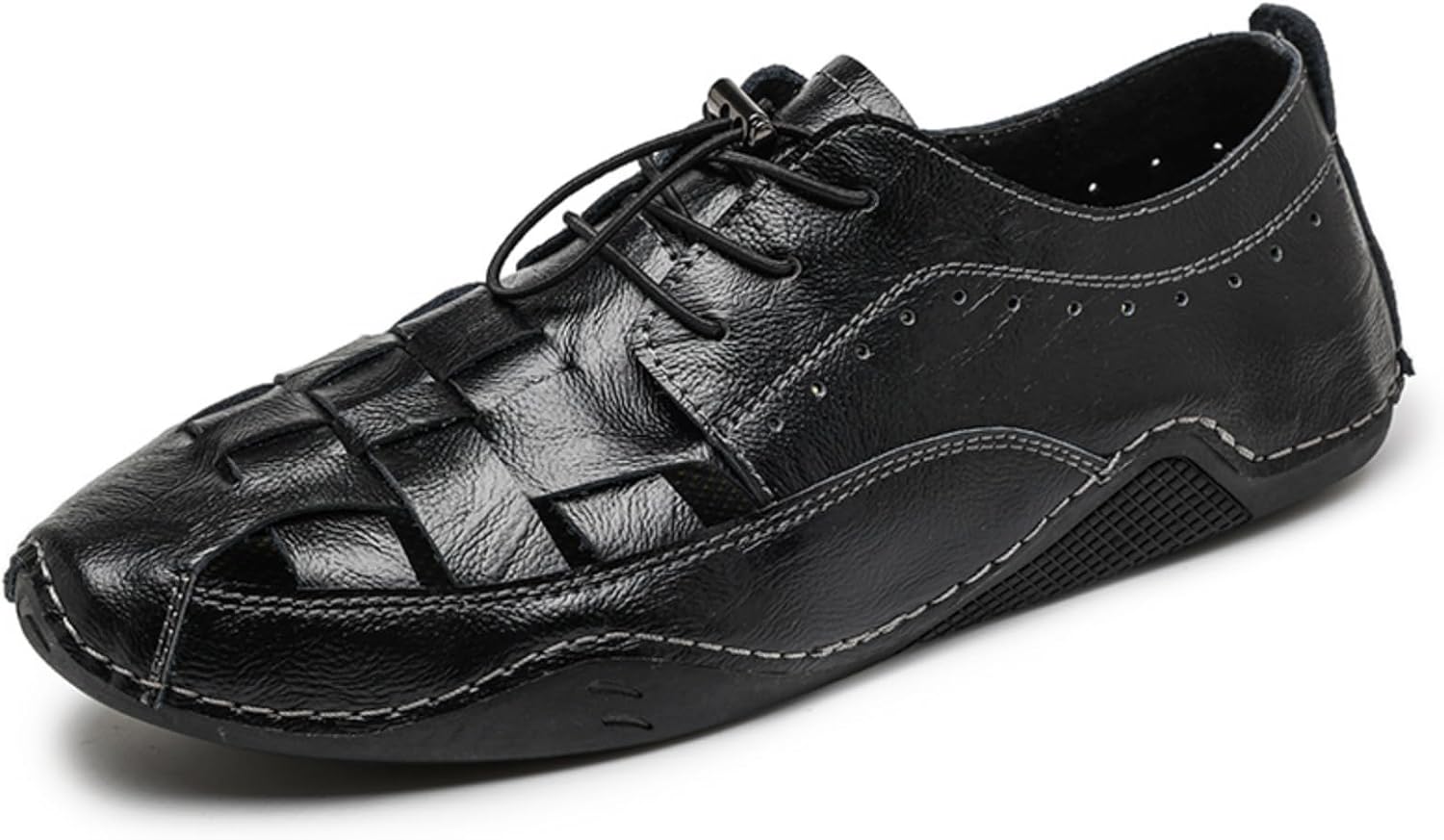 

Мужские кожаные повседневные туфли с вырезами, стильная летняя обувь - идеально для прогулок на природе, городских исследований и ежедневной носки Kpdwfms, черный