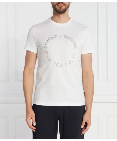 

Футболка с монотипией, круглая Slim fit Tommy Hilfiger, белый